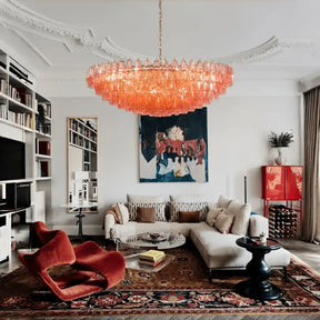 Hand Blown Tier Glass Large Murano Chandelier 24"31"40" - D60*H30CM/D23.62"*H11.81"Warm Light (3000K)PinkMerlinlamps