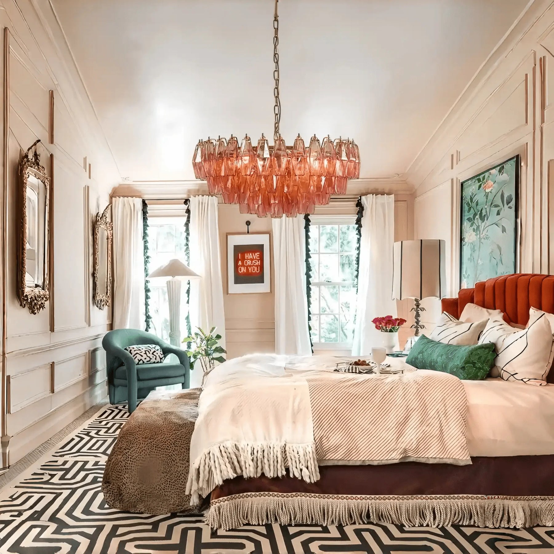 Hand Blown Tier Glass Large Murano Chandelier 24"31"40" - D60*H30CM/D23.62"*H11.81"Warm Light (3000K)PurpleMerlinlamps