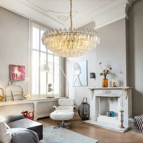 Hand Blown Tier Glass Large Murano Chandelier 24"31"40" - D60*H30CM/D23.62"*H11.81"Warm Light (3000K)ClearMerlinlamps