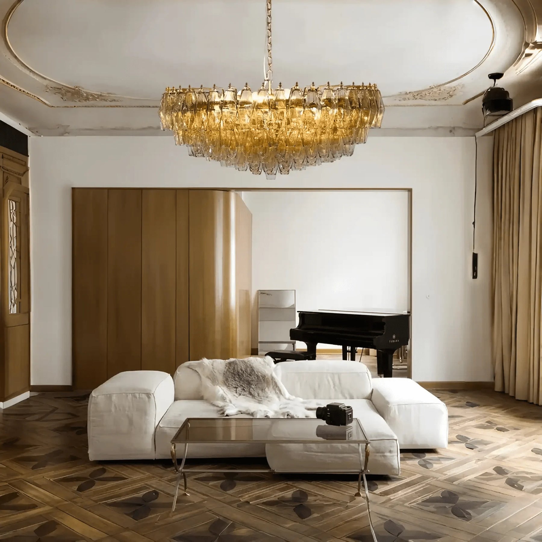 Hand Blown Tier Glass Large Murano Chandelier 24"31"40" - D60*H30CM/D23.62"*H11.81"Warm Light (3000K)PurpleMerlinlamps