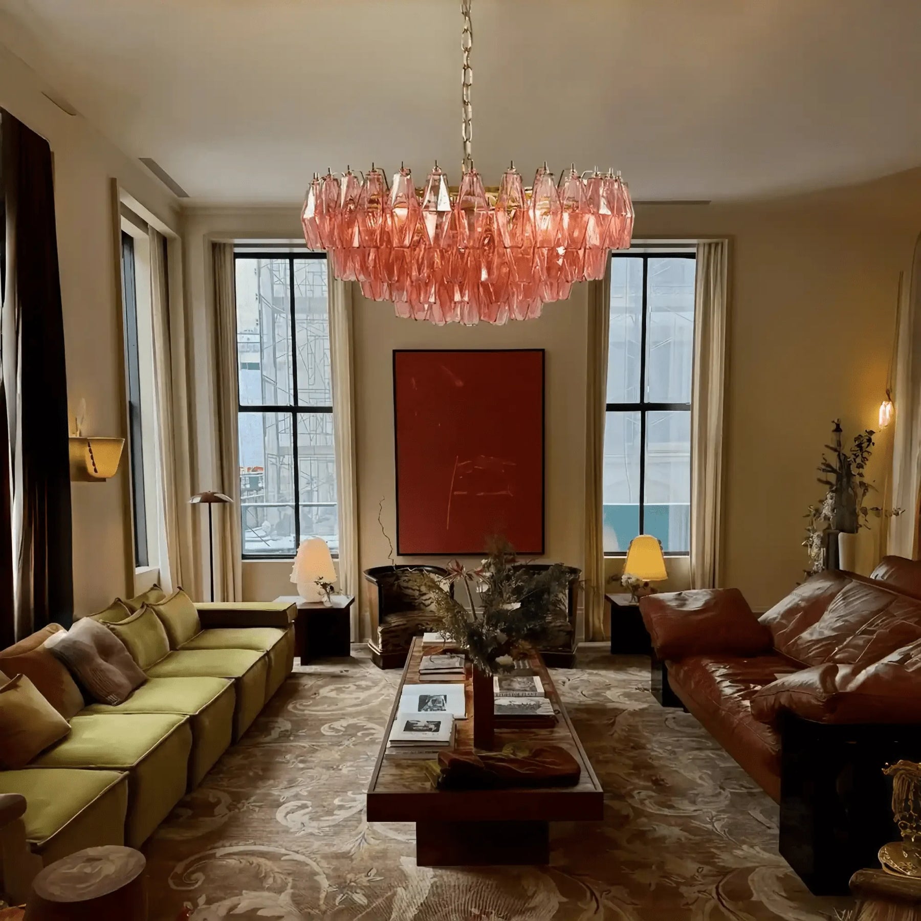 Hand Blown Tier Glass Large Murano Chandelier 24"31"40" - D60*H30CM/D23.62"*H11.81"Warm Light (3000K)PurpleMerlinlamps