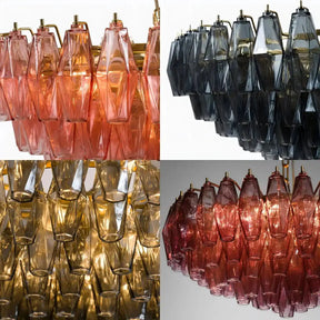 Hand Blown Tier Glass Large Murano Chandelier 24"31"40" - D60*H30CM/D23.62"*H11.81"Warm Light (3000K)PurpleMerlinlamps