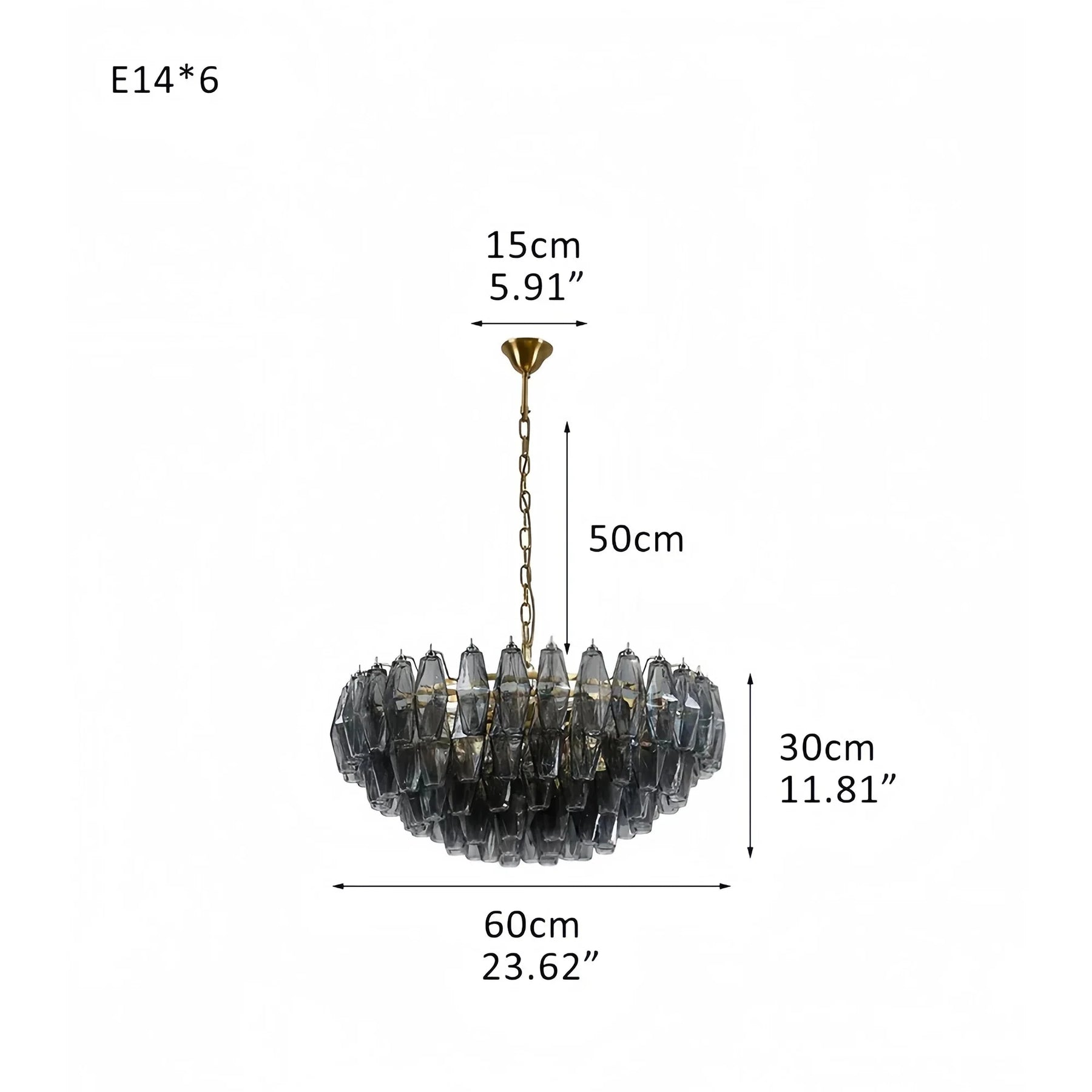 Hand Blown Tier Glass Large Murano Chandelier 24"31"40" - D60*H30CM/D23.62"*H11.81"Warm Light (3000K)PurpleMerlinlamps