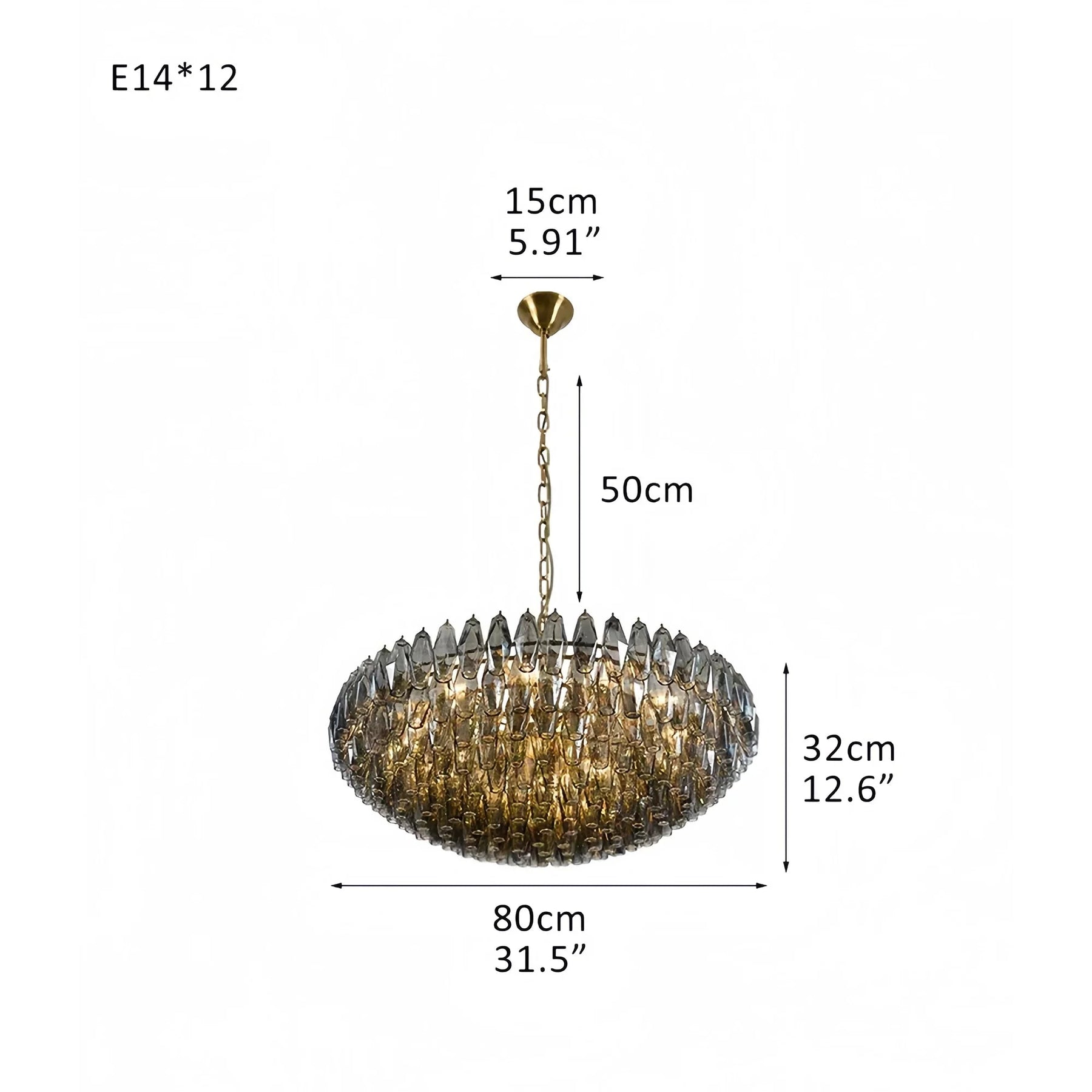 Hand Blown Tier Glass Large Murano Chandelier 24"31"40" - D60*H30CM/D23.62"*H11.81"Warm Light (3000K)PurpleMerlinlamps