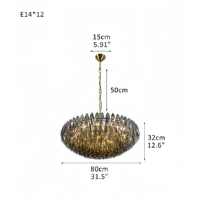 Hand Blown Tier Glass Large Murano Chandelier 24"31"40" - D60*H30CM/D23.62"*H11.81"Warm Light (3000K)PurpleMerlinlamps