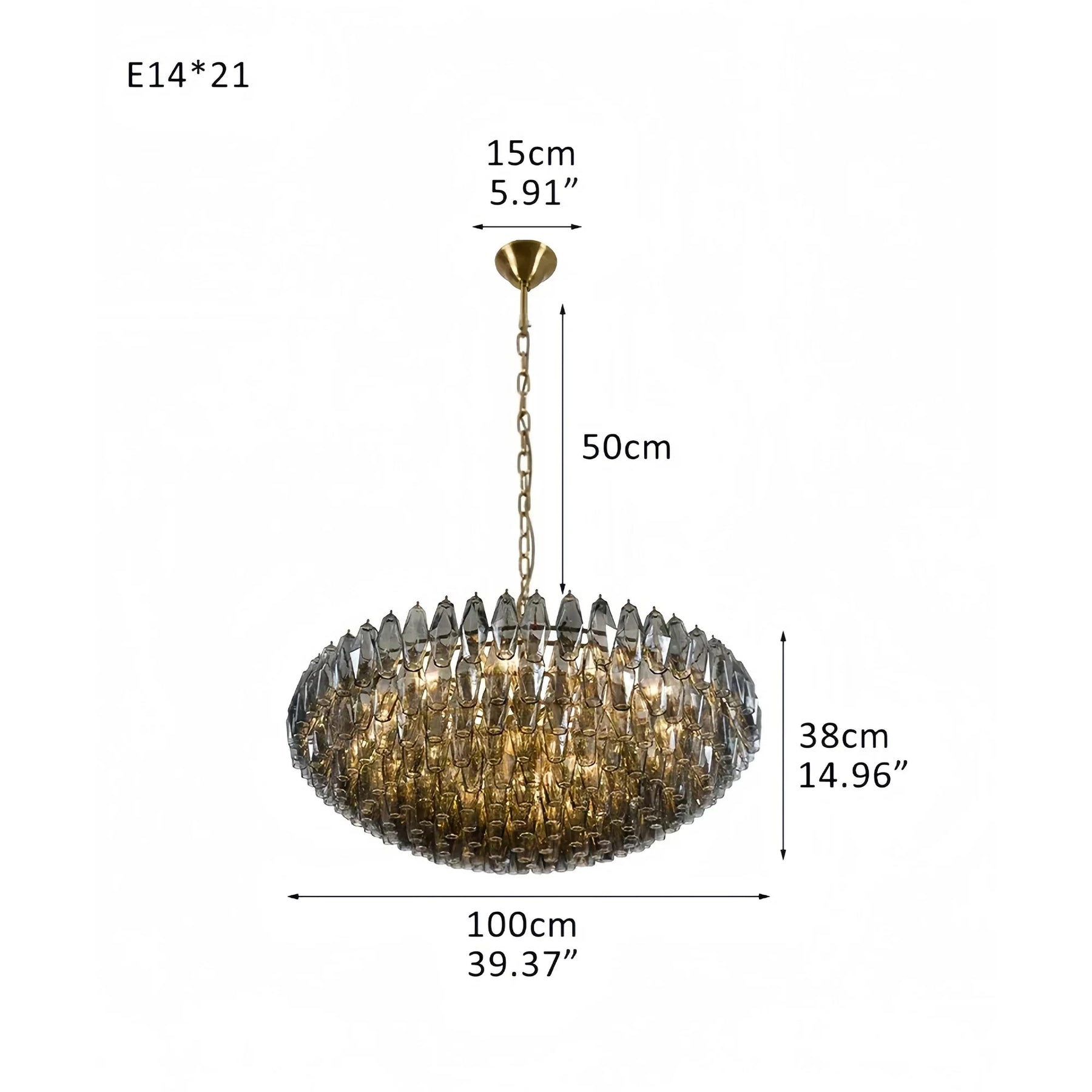 Hand Blown Tier Glass Large Murano Chandelier 24"31"40" - D60*H30CM/D23.62"*H11.81"Warm Light (3000K)PurpleMerlinlamps
