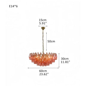 Hand Blown Tier Glass Large Murano Chandelier 24"31"40" - D60*H30CM/D23.62"*H11.81"Warm Light (3000K)PurpleMerlinlamps