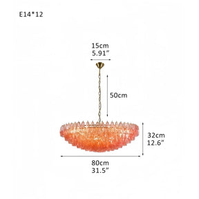 Hand Blown Tier Glass Large Murano Chandelier 24"31"40" - D60*H30CM/D23.62"*H11.81"Warm Light (3000K)PurpleMerlinlamps