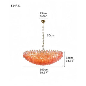 Hand Blown Tier Glass Large Murano Chandelier 24"31"40" - D60*H30CM/D23.62"*H11.81"Warm Light (3000K)PurpleMerlinlamps