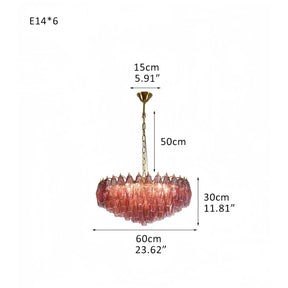 Hand Blown Tier Glass Large Murano Chandelier 24"31"40" - D60*H30CM/D23.62"*H11.81"Warm Light (3000K)PurpleMerlinlamps