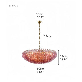 Hand Blown Tier Glass Large Murano Chandelier 24"31"40" - D60*H30CM/D23.62"*H11.81"Warm Light (3000K)PurpleMerlinlamps