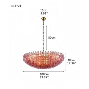 Hand Blown Tier Glass Large Murano Chandelier 24"31"40" - D60*H30CM/D23.62"*H11.81"Warm Light (3000K)PurpleMerlinlamps