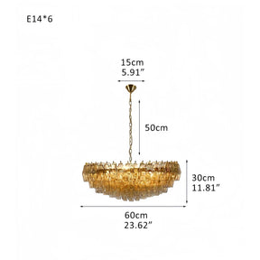 Hand Blown Tier Glass Large Murano Chandelier 24"31"40" - D60*H30CM/D23.62"*H11.81"Warm Light (3000K)PurpleMerlinlamps