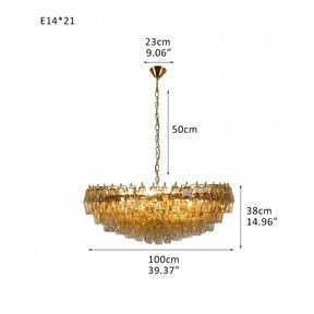 Hand Blown Tier Glass Large Murano Chandelier 24"31"40" - D60*H30CM/D23.62"*H11.81"Warm Light (3000K)PurpleMerlinlamps