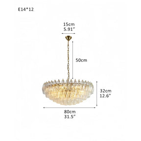 Hand Blown Tier Glass Large Murano Chandelier 24"31"40" - D60*H30CM/D23.62"*H11.81"Warm Light (3000K)PurpleMerlinlamps