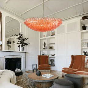 Hand Blown Tier Glass Large Murano Chandelier 24"31"40" - D60*H30CM/D23.62"*H11.81"Warm Light (3000K)PinkMerlinlamps