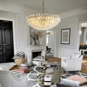 Hand Blown Tier Glass Large Murano Chandelier 24"31"40" - D60*H30CM/D23.62"*H11.81"Warm Light (3000K)ClearMerlinlamps