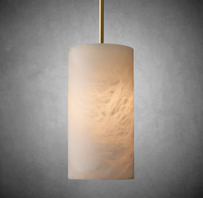 Hand-Carved Alabaster Cylinder Pendant