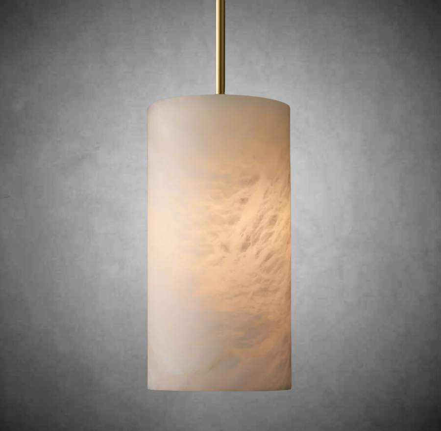 Hand-Carved Alabaster Cylinder Pendant