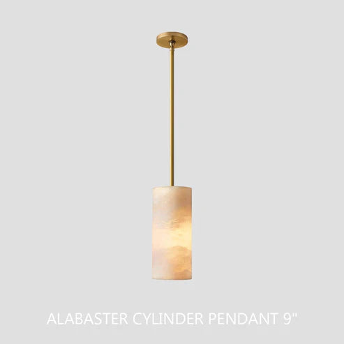 Hand-Carved Alabaster Cylinder Pendant