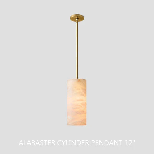Hand-Carved Alabaster Cylinder Pendant