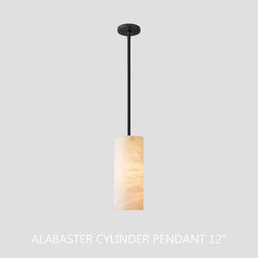 Hand-Carved Alabaster Cylinder Pendant