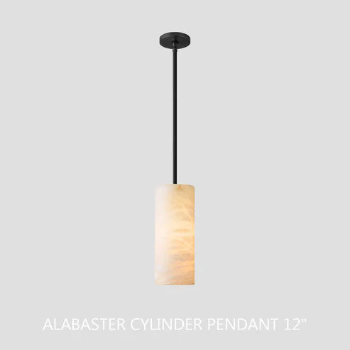 Hand-Carved Alabaster Cylinder Pendant