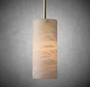 Hand-Carved Alabaster Cylinder Pendant