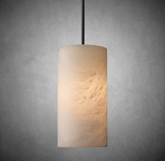 Hand-Carved Alabaster Cylinder Pendant