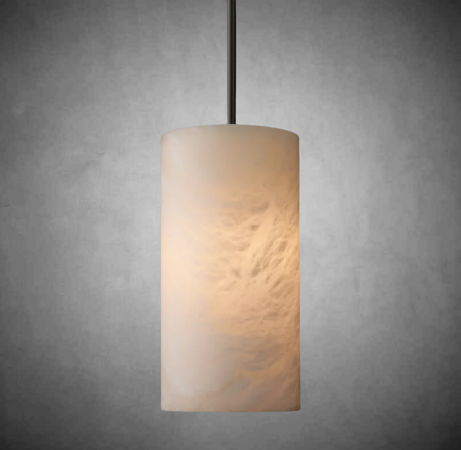 Hand-Carved Alabaster Cylinder Pendant