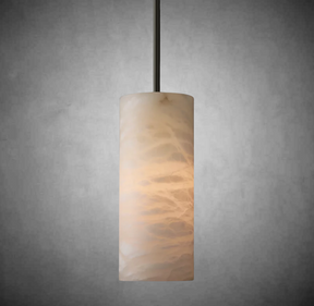 Hand-Carved Alabaster Cylinder Pendant