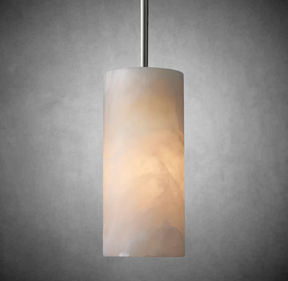 Hand-Carved Alabaster Cylinder Pendant