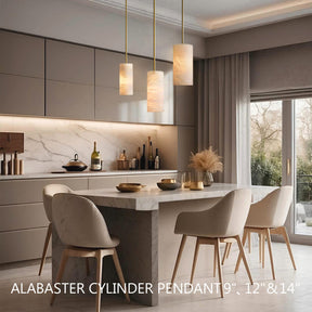 Hand-Carved Alabaster Cylinder Pendant