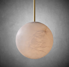 Hand-Carved Alabaster Globe Pendant