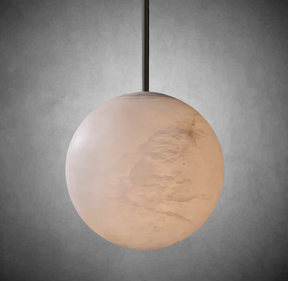 Hand-Carved Alabaster Globe Pendant