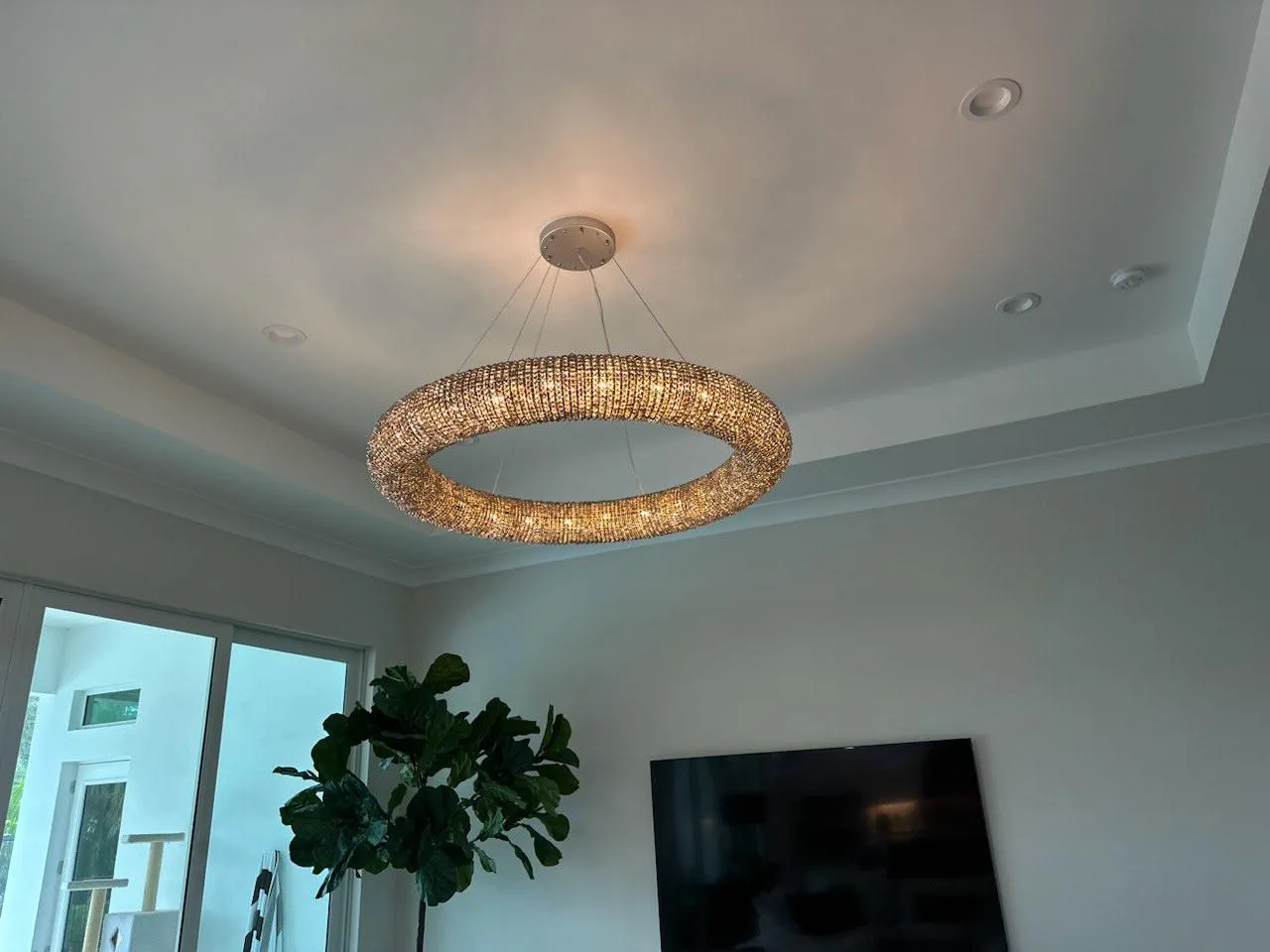 Nicolle Modern Luxury Amber Crystal Clear Round Chandeliers for Bedroom