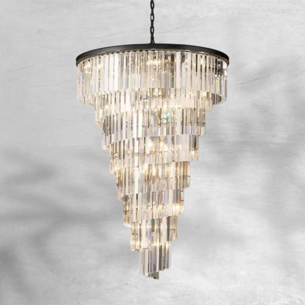 Helix Multi-layer Spiral Crystal Round Chandelier