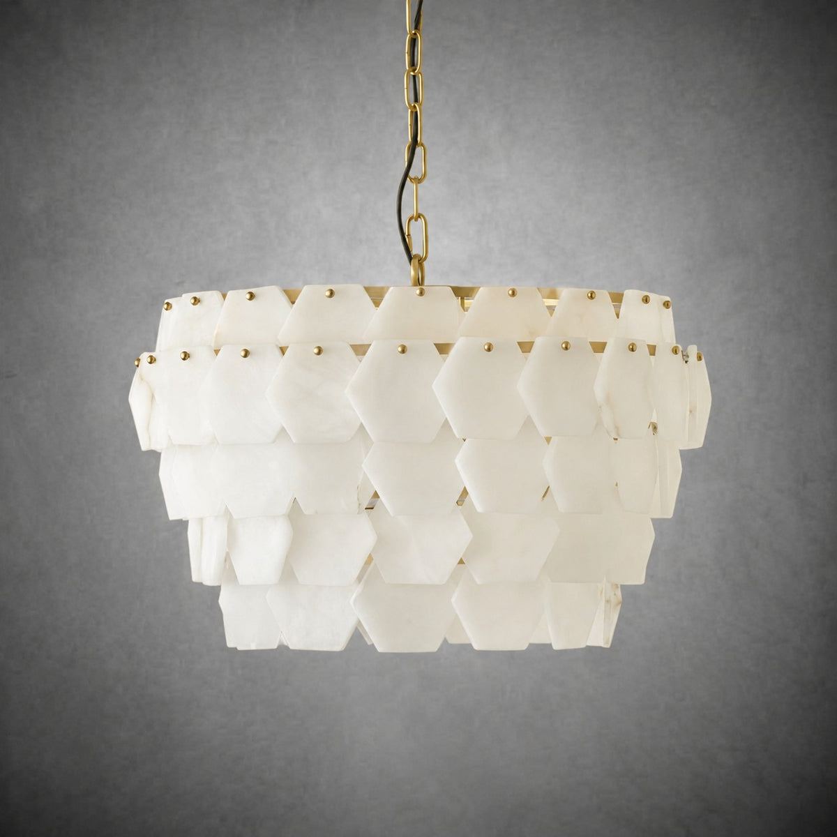 Pendant Light  Hexa Cloud Alabaster Hexagonal Brass