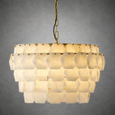 Pendant Light  Hexa Cloud Alabaster Hexagonal Brass