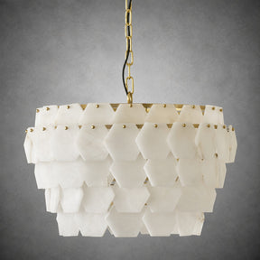 Pendant Light  Hexa Cloud Alabaster Hexagonal Brass