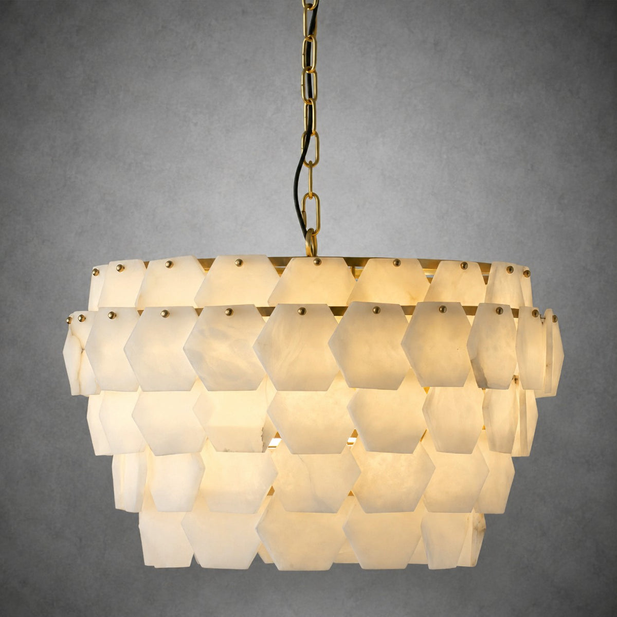 Pendant Light  Hexa Cloud Alabaster Hexagonal Brass