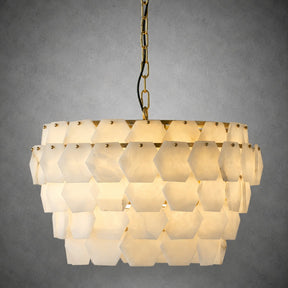 Pendant Light  Hexa Cloud Alabaster Hexagonal Brass