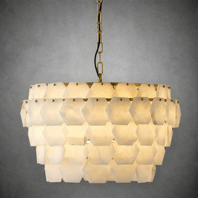 Hexa Cloud Gold & White Alabaster Pendant Light– 23.6" Diameter