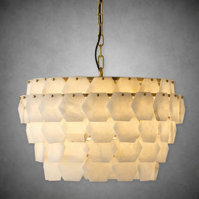 Hexa Cloud Gold & White Alabaster Pendant Light– 23.6" Diameter