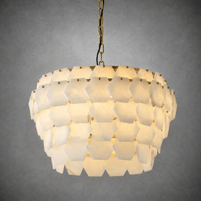 Hexa Cloud Gold & White Alabaster Pendant Light– 23.6" Diameter