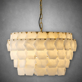 Hexa Cloud Gold & White Alabaster Pendant Light– 23.6" Diameter