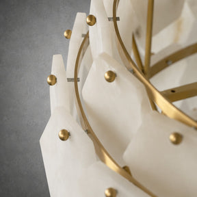 Hexa Cloud Gold & White Alabaster Pendant Light– 23.6" Diameter