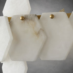 Hexa Cloud Gold & White Alabaster Pendant Light– 23.6" Diameter