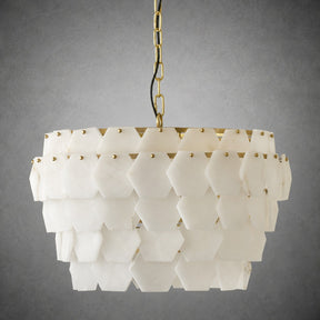 Hexa Cloud Gold & White Alabaster Pendant Light– 23.6" Diameter