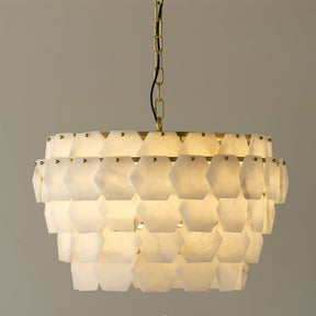 Vakkerlight Hexa Cloud Gold & White Alabaster Pendant Light – 23.6" Diameter